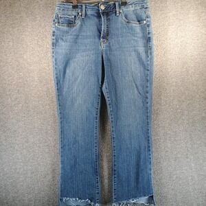 Seven7 Mahone High-Rise Cropped Straight Leg Jeans Step Hem Womens 8 Distressed
